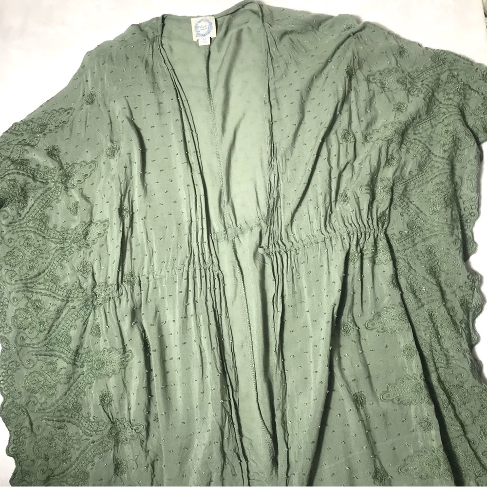 Blue Rain Green Embroidered Top